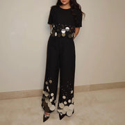Disc-Embellished Top or Wide-Leg Pants