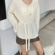 V-Neck Ribbed Relaxed Sweater