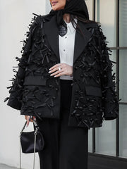 Bow-Embellished Longline Blazer