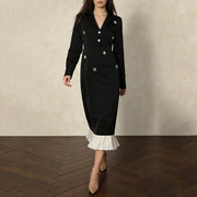 Ruffle-Hem Collared Dress