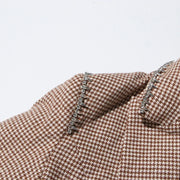 Checked Cropped Blazer and Skirt Set