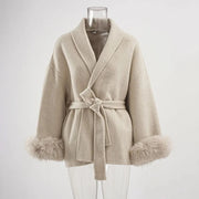 Belted Shawl-Collar Coat