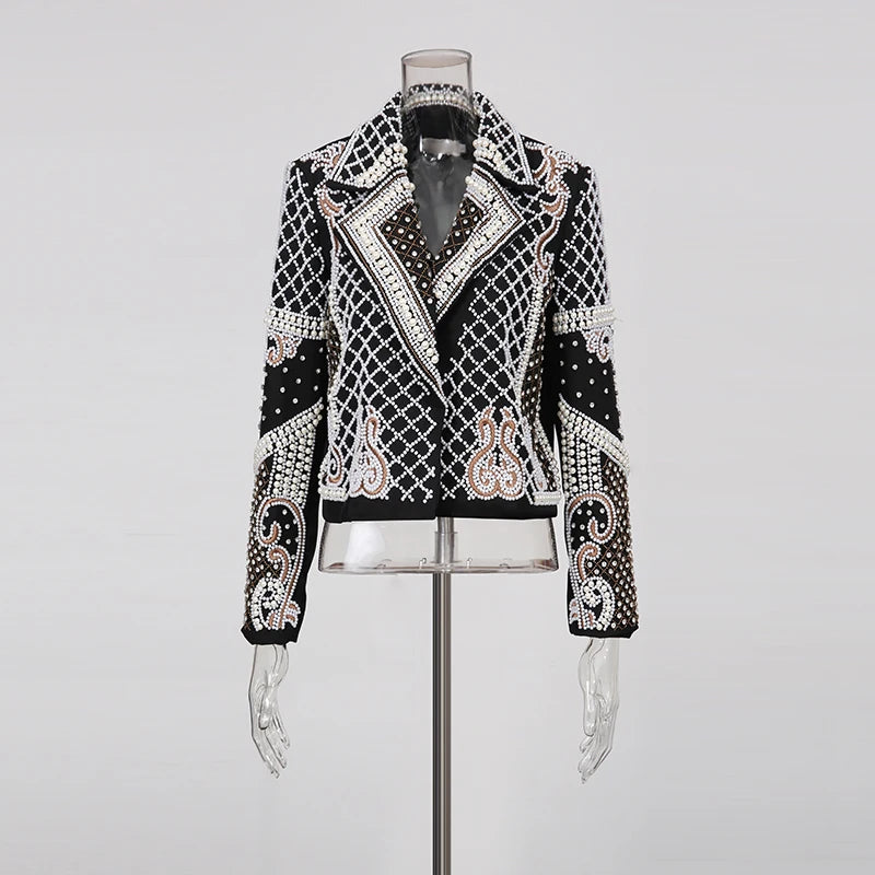 Embellished Patterned Cropped Jacket