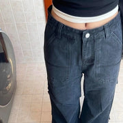 Patch-Pocket Wide-Leg Jeans