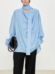 Draped Long-Sleeve Blouse