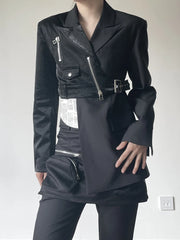 Asymmetric Zip-Detail Blazer