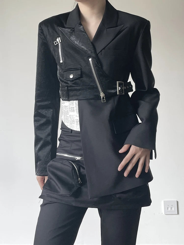Asymmetric Zip-Detail Blazer
