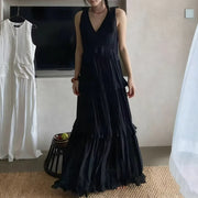 V-Neck Tiered Sleeveless Dress