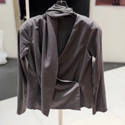 Tie-Neck Long-Sleeve Blouse