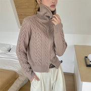 Cable-Textured Zip-Up Cardigan