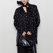 Polka-Dot V-Neck Blouse
