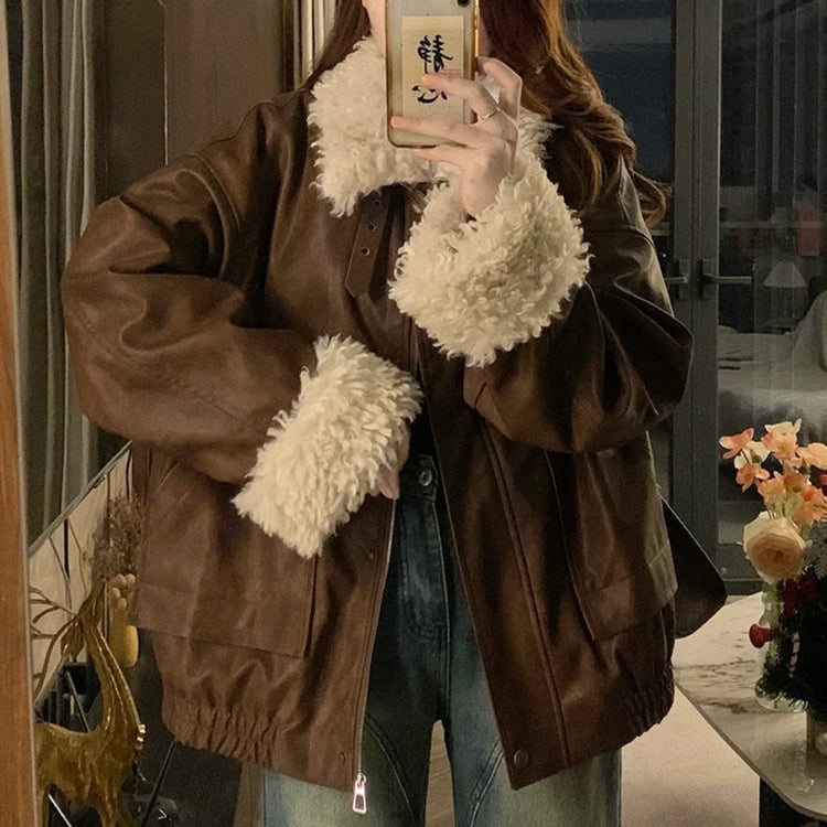Fluffy-Trim Relaxed Jacket