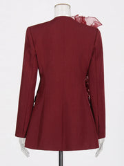 Ruffle Applique Longline Blazer