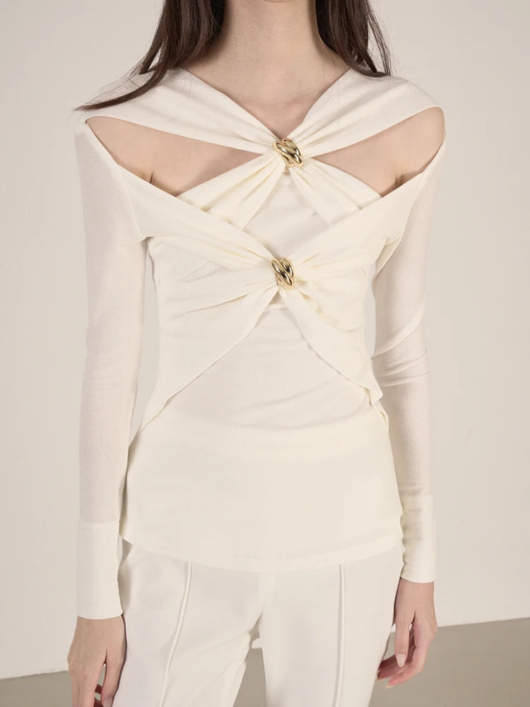 Crisscross Cutout Long-Sleeve Top