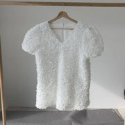 Textured Short-Sleeve Mini Dress