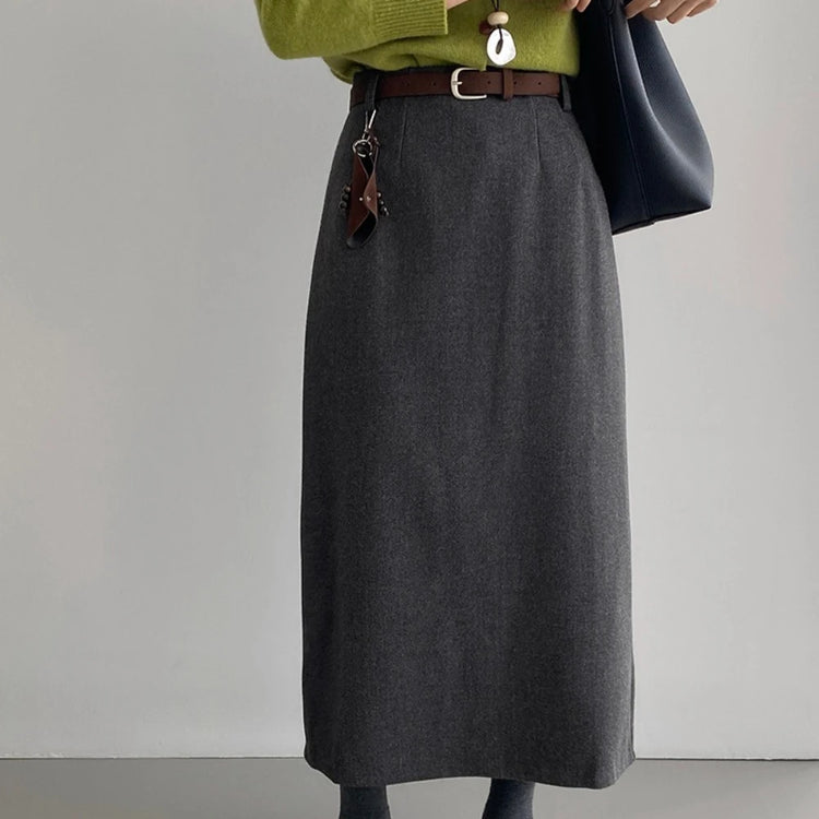 Straight-Cut Long Skirt