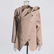 Button-Shoulder Relaxed Blazer