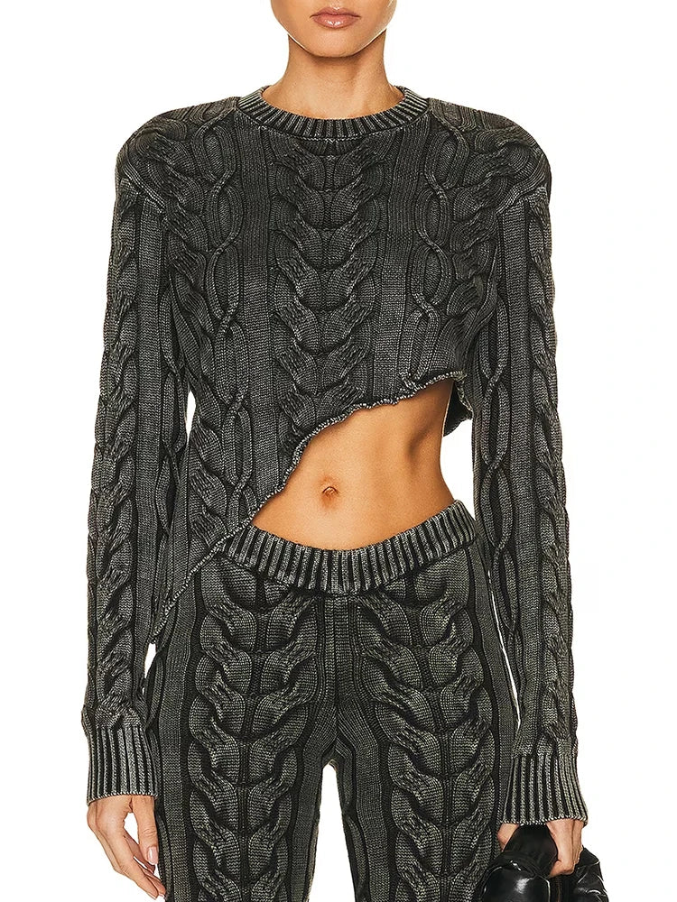 Cable-Textured Asymmetric Sweater