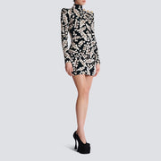 Floral High-Neck Mini Dress