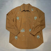 Floral-Detail Relaxed Button Shirt