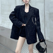 Embellished Notched-Lapel Blazer