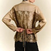 Glossy Patch-Pocket Button Shirt