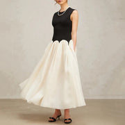 Colorblock Sleeveless Flared Dress