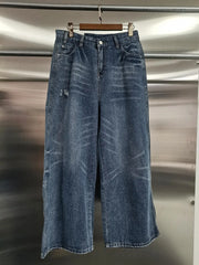 Wide-Leg Faded Jeans