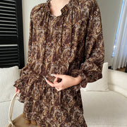Paisley-Print Ruffled Mini Dress