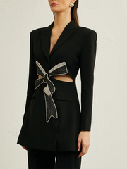 Bow-Detail Cutout Blazer