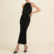 Draped Halter Long Dress