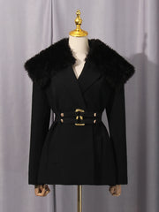 Shaggy-Collar Tailored Jacket