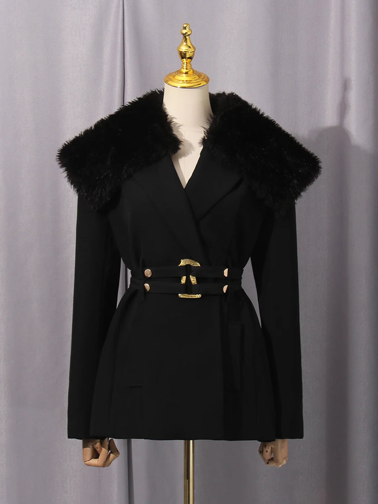 Shaggy-Collar Tailored Jacket