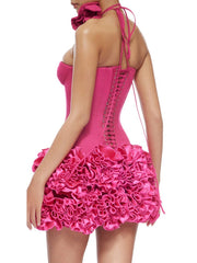 Strapless Top and Rosette Skirt Set