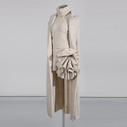 Textured Coat, Top and Skirt Set