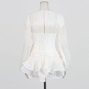 Rosette Ruffled Mini Dress