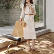Contrast-Stitch Shirt Dress