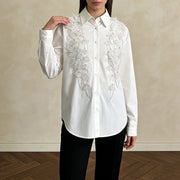 Floral Applique Collared Shirt