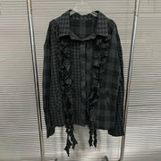 Ruffle-Front Checked Shirt