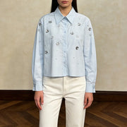Star-Embellished Cropped Shirt