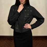 Embellished Cropped Button Shirt
