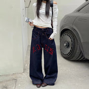 Embroidered Wide-Leg Jeans