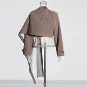 Asymmetric Cropped High-Neck Jacket
