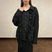 Ruffle-Front Checked Shirt