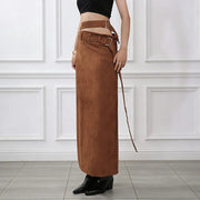 High-Waist Straight Long Skirt