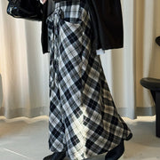 Plaid Gathered Long Skirt
