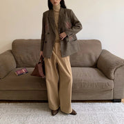 Argyle-Panel Double-Breasted Blazer