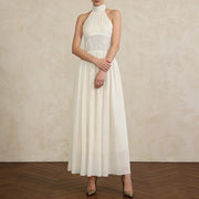 Pleated Halter Long Dress