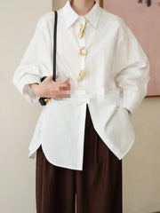 Statement-Button Oversized Shirt