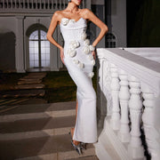 Rosette Strapless Long Dress